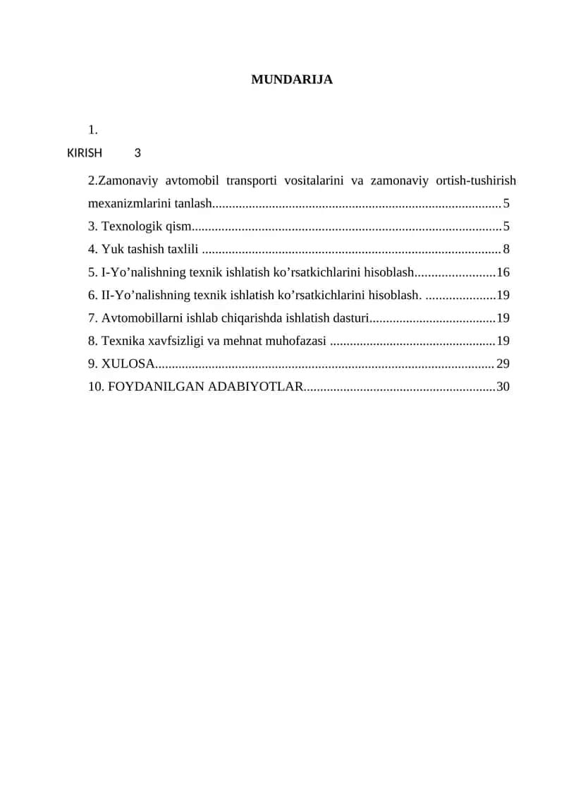 Zamonaviy avtomobil transporti vositalarini va zamonaviy ortish-tushirish mexanizmlarini tanlash 1