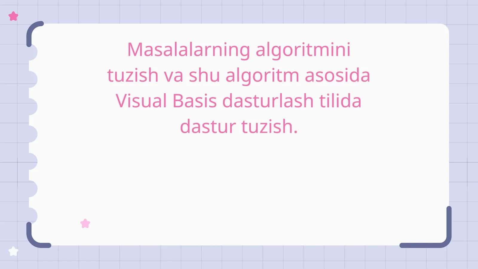 Masalalarning algoritmini tuzish va shu algoritm asosida Visual Basis dasturlash tilida dastur tuzish 1