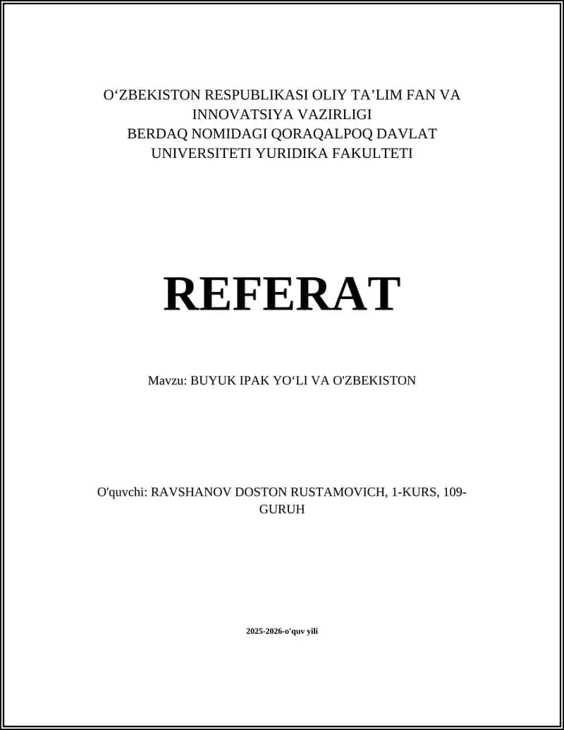 BUYUK IPAK YOʻLI VA O'ZBEKISTON 1
