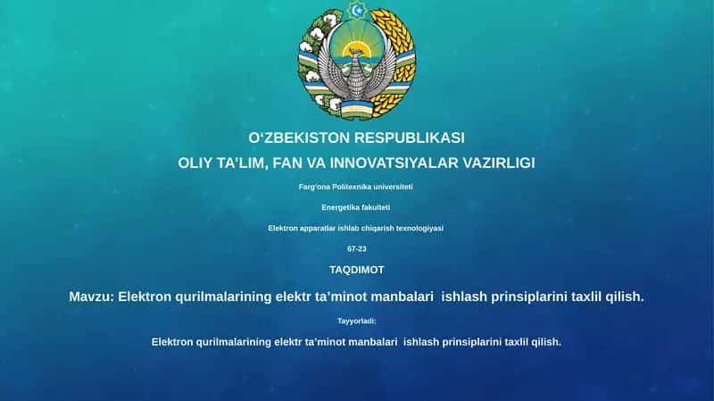 Elektron apparatlar ishlab chiqarish texnologiyasi 1
