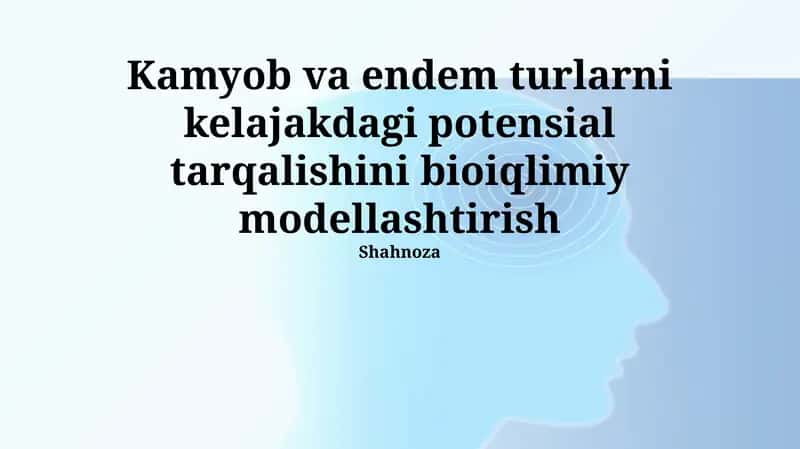 Bioiqlimiy modellashtirish 1
