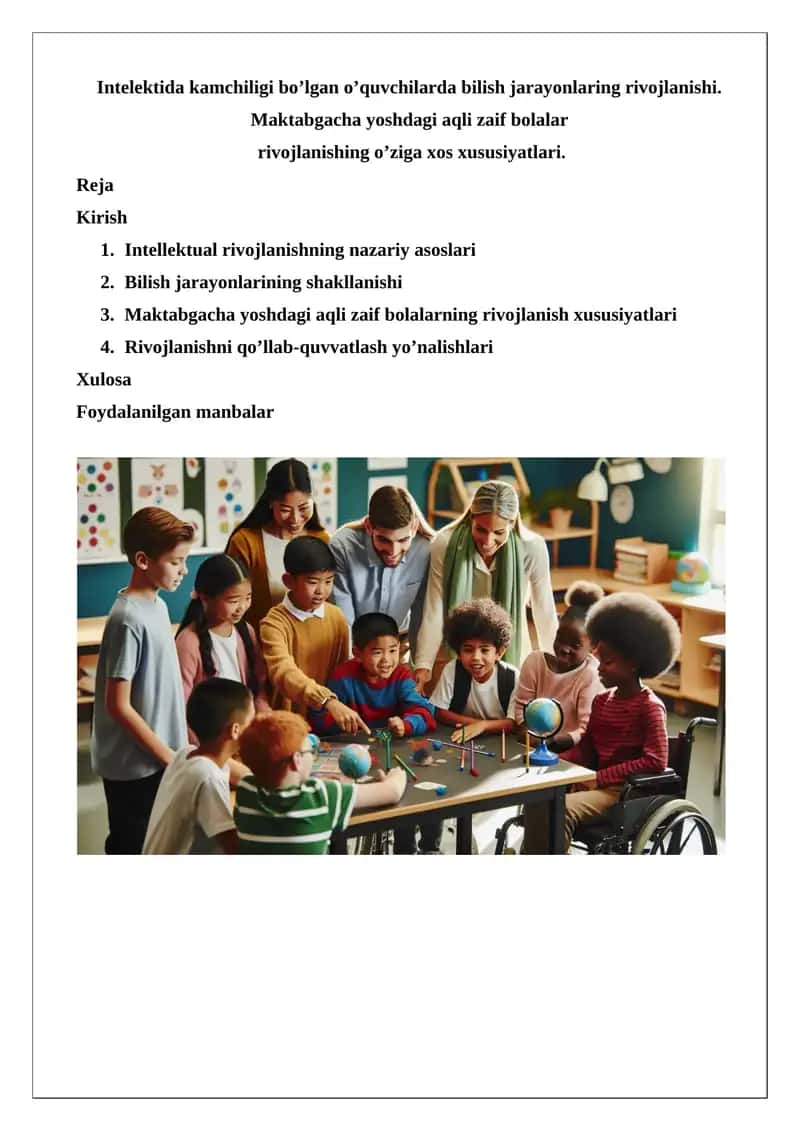 Maktabgacha Yoshdagi Aqli Zaif Bolalar 1