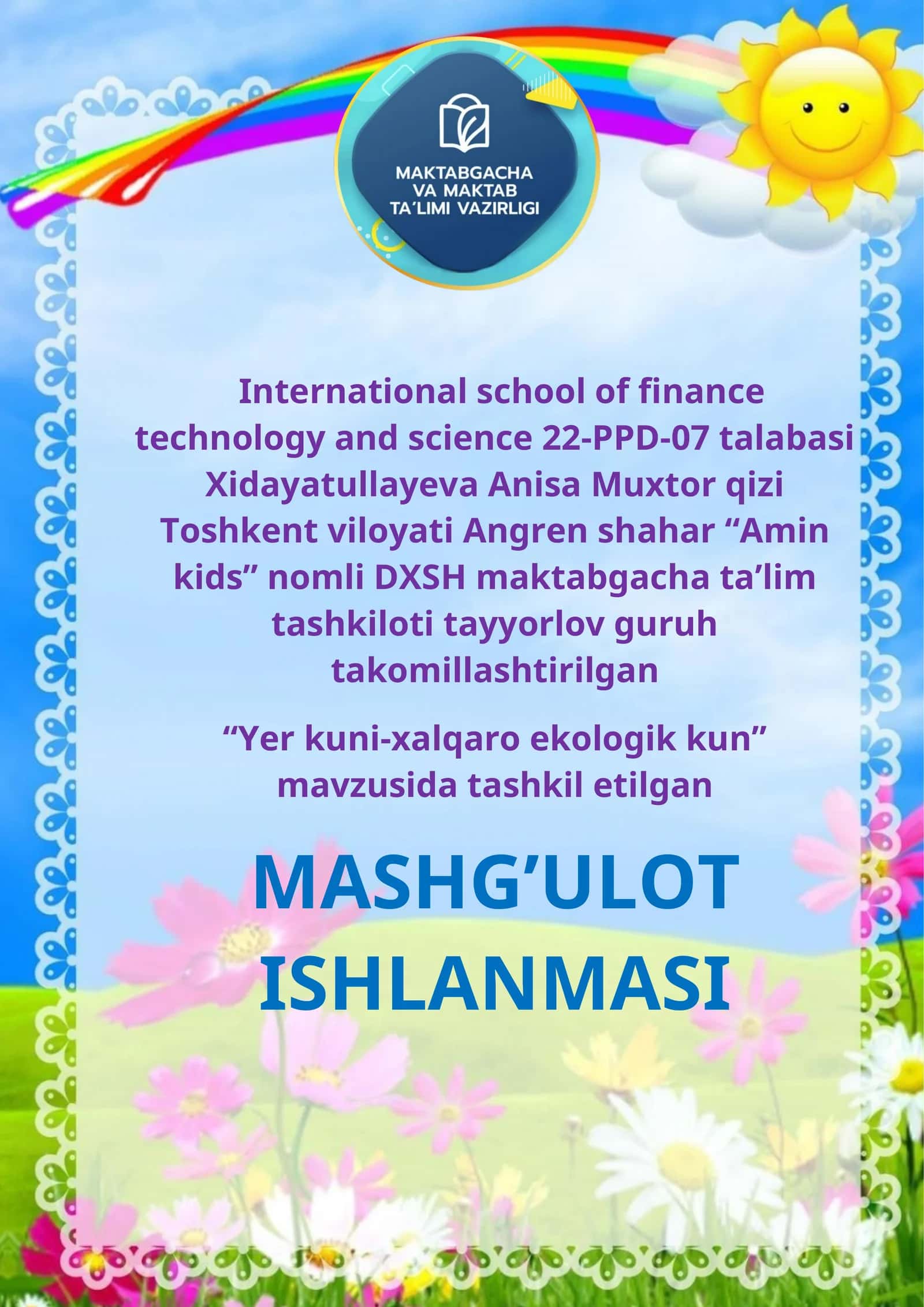 International school of finance technology and science 22-PPD-07 talabasi 1