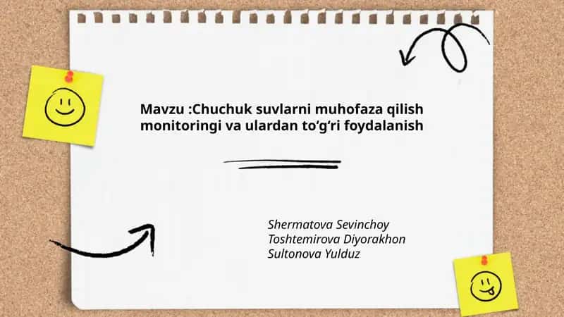 Chuchuk suvlarni muhofaza qilish monitoringi va ulardan to‘g‘ri foydalanish 1