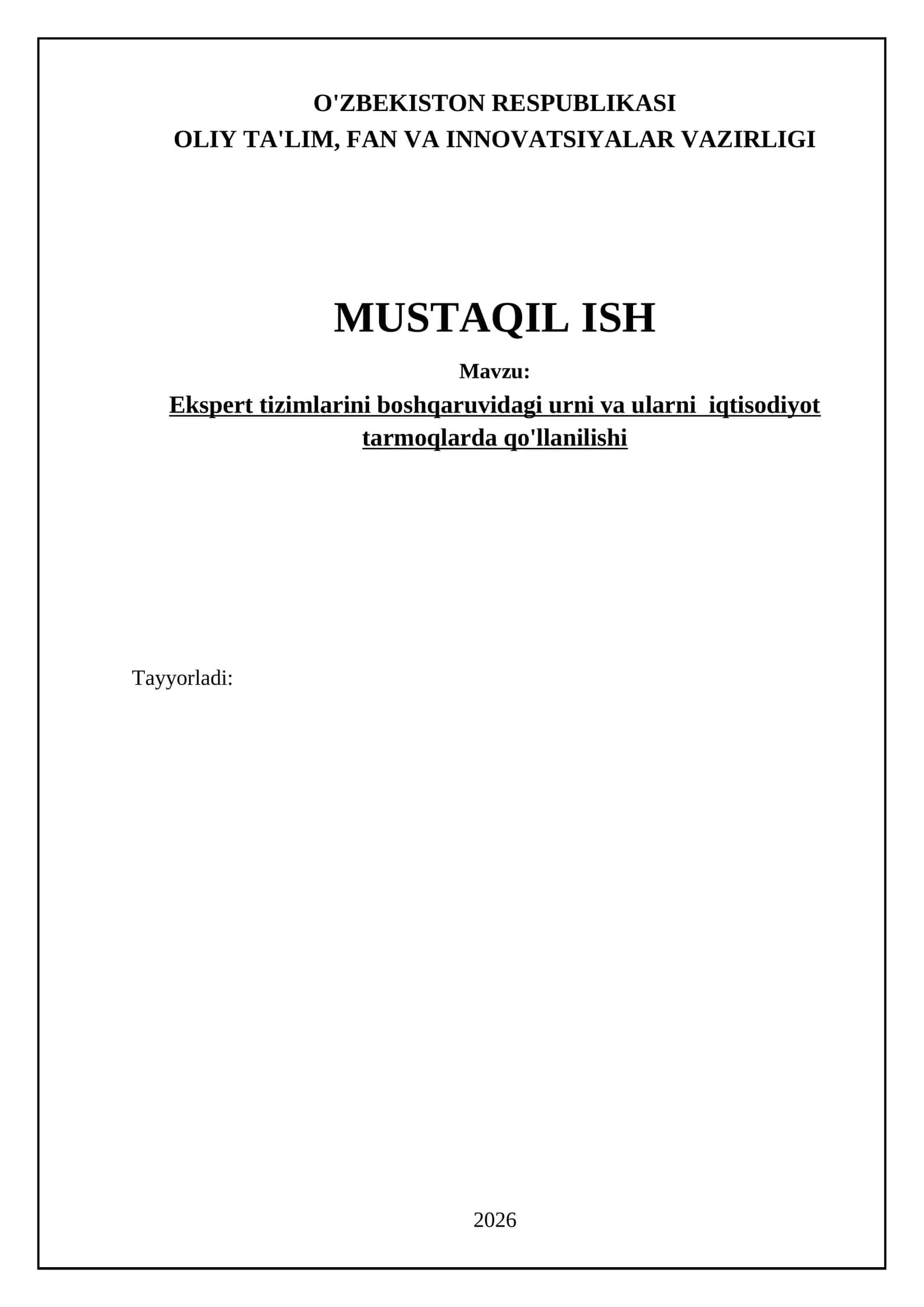 Ekspert tizimlarining iqtisodiy samaradorligi va rivojlanish istiqbollari 1