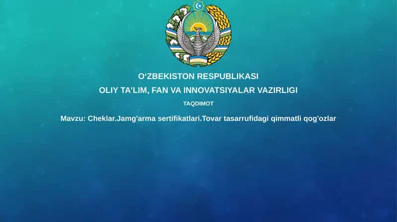 Cheklar, investitsiya sertifikatlari, tovar bilan ta'minlangan qimmatli qog'ozlar 1