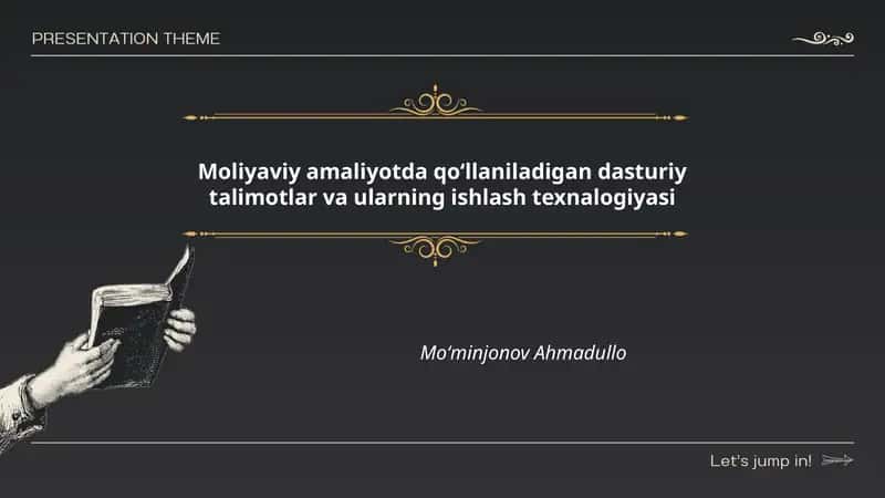 Moliyaviy amaliyotda qoʻllaniladigan dasturiy talimotlar va ularning ishlash texnalogiyasi 1
