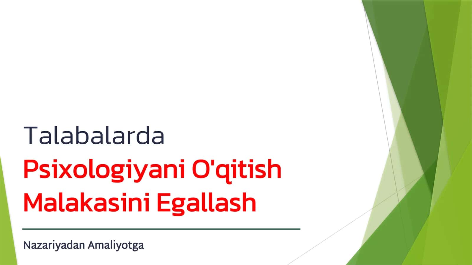 Talabalarda Psixologiyani O'qitish Malakasini Egallash 1
