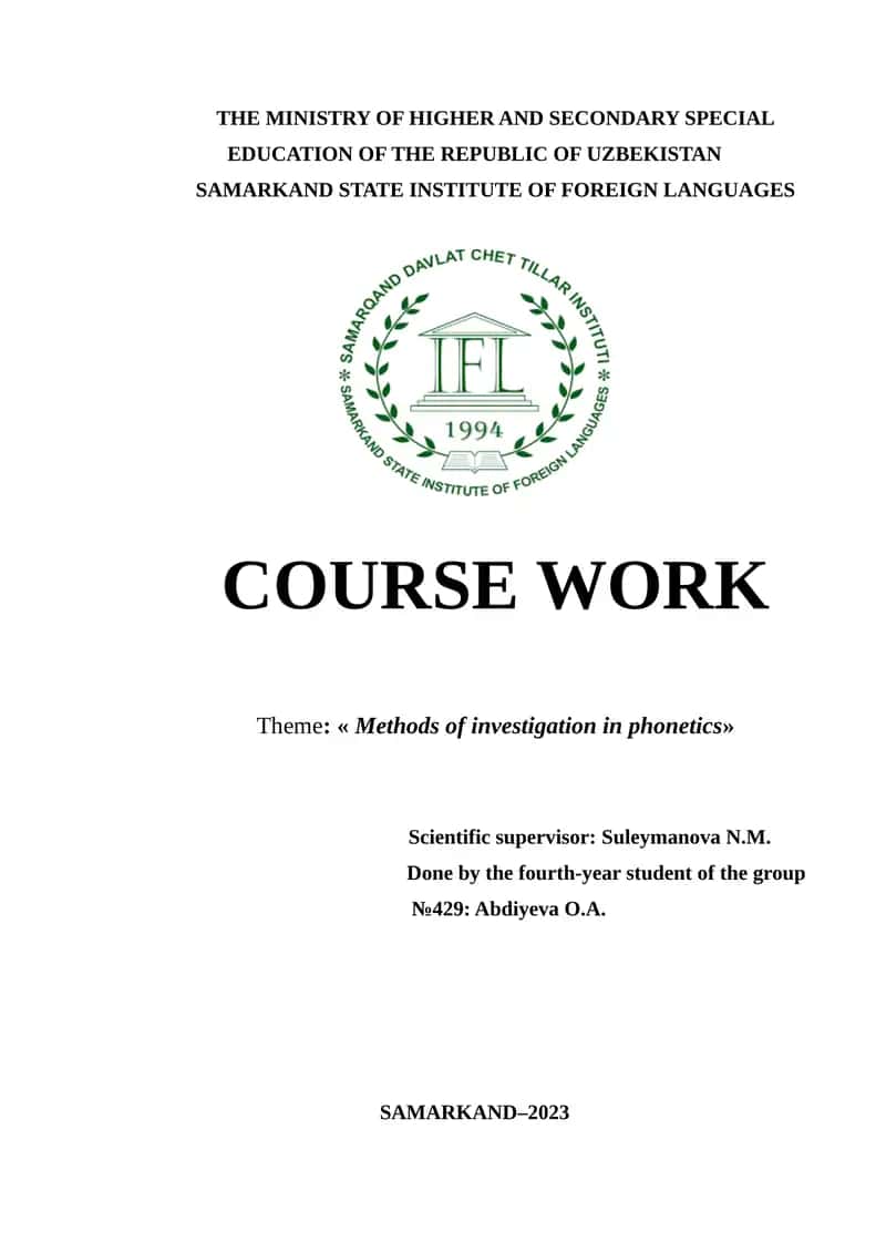 Methods of investigation in phonetics 1