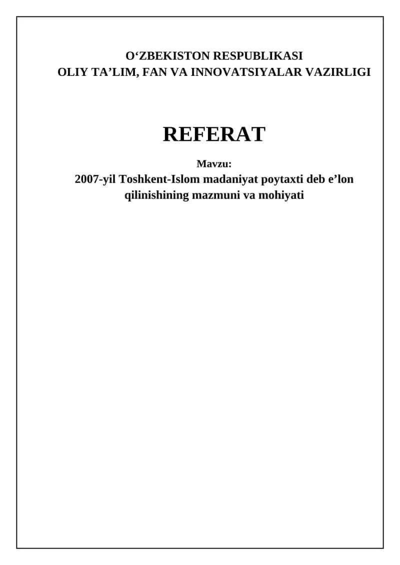 Toshkent – Islom madaniyati poytaxti: Tarix va meros 1