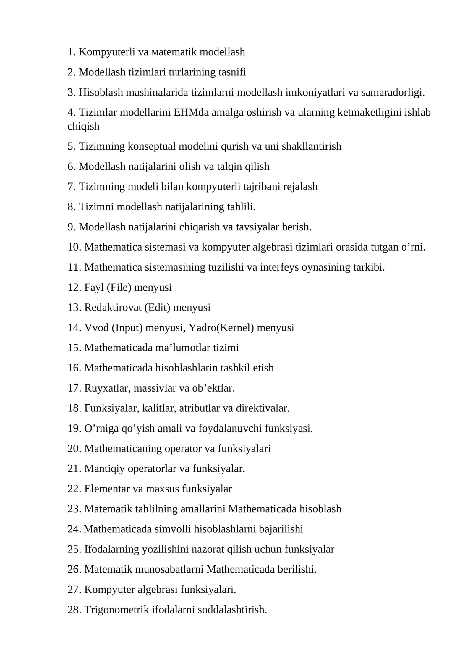 Kompyuterli va маtеmаtik mоdеllаsh 1