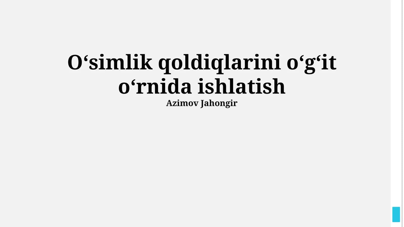 O'simlik qoldiqlarini o'g'it o'rnida ishlatish 1