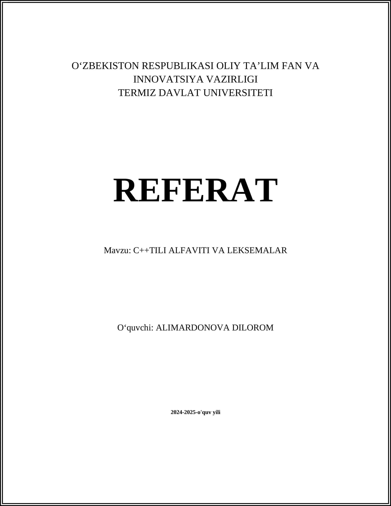 C++TILI ALFAVITI VA LEKSEMALAR 1