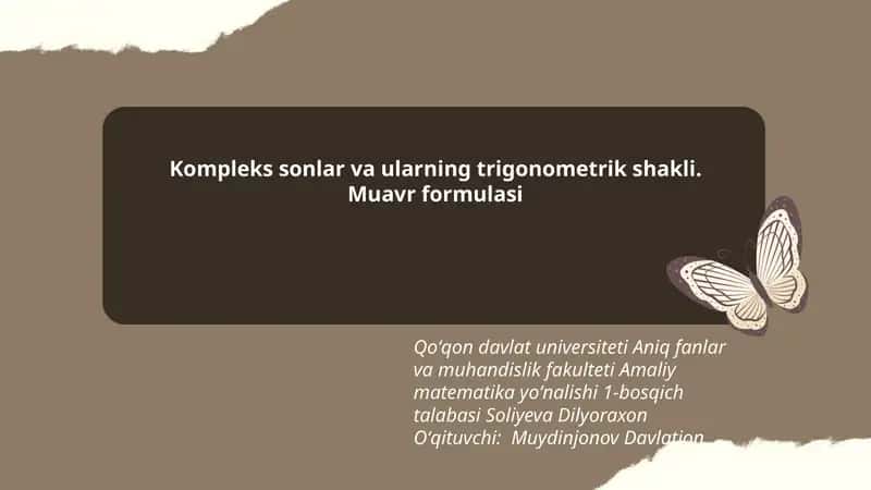 Kompleks sonlar va ularning trigonometrik shakli 1
