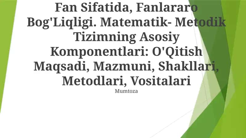 Boshlang'Ich Sinflarda Matematika O'Qitish Metodikasi Fan Sifatida, Fanlararo Bog'Liqligi 1