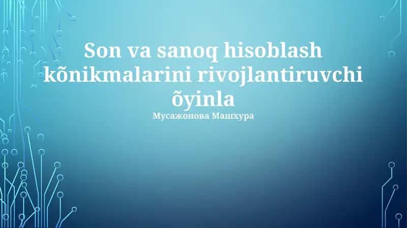 Murakkab Sanash O'yinlari 1