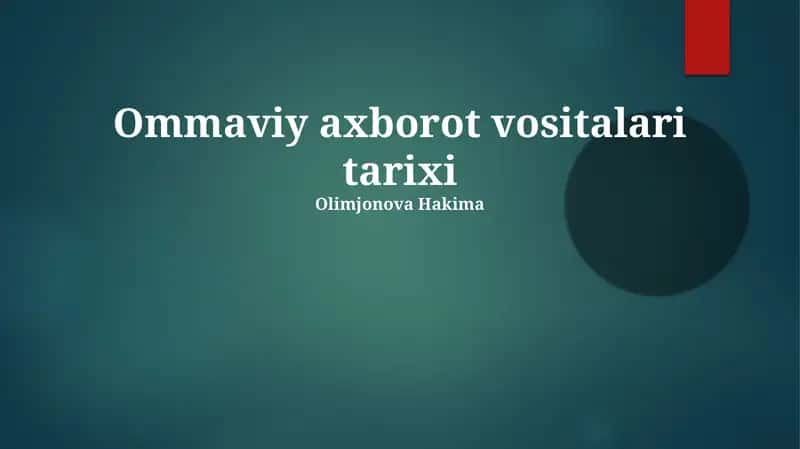 Ommaviy axborot vositalari tarixi 1