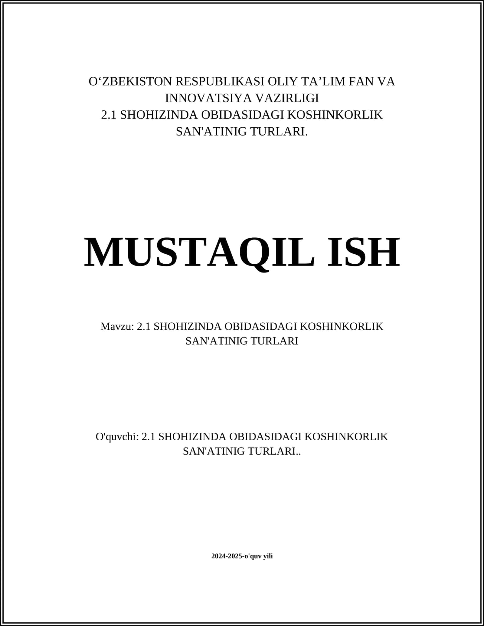 SHOHIZINDA OBIDASIDAGI KOSHINKORLIK SAN'ATINIG TURLARI 1
