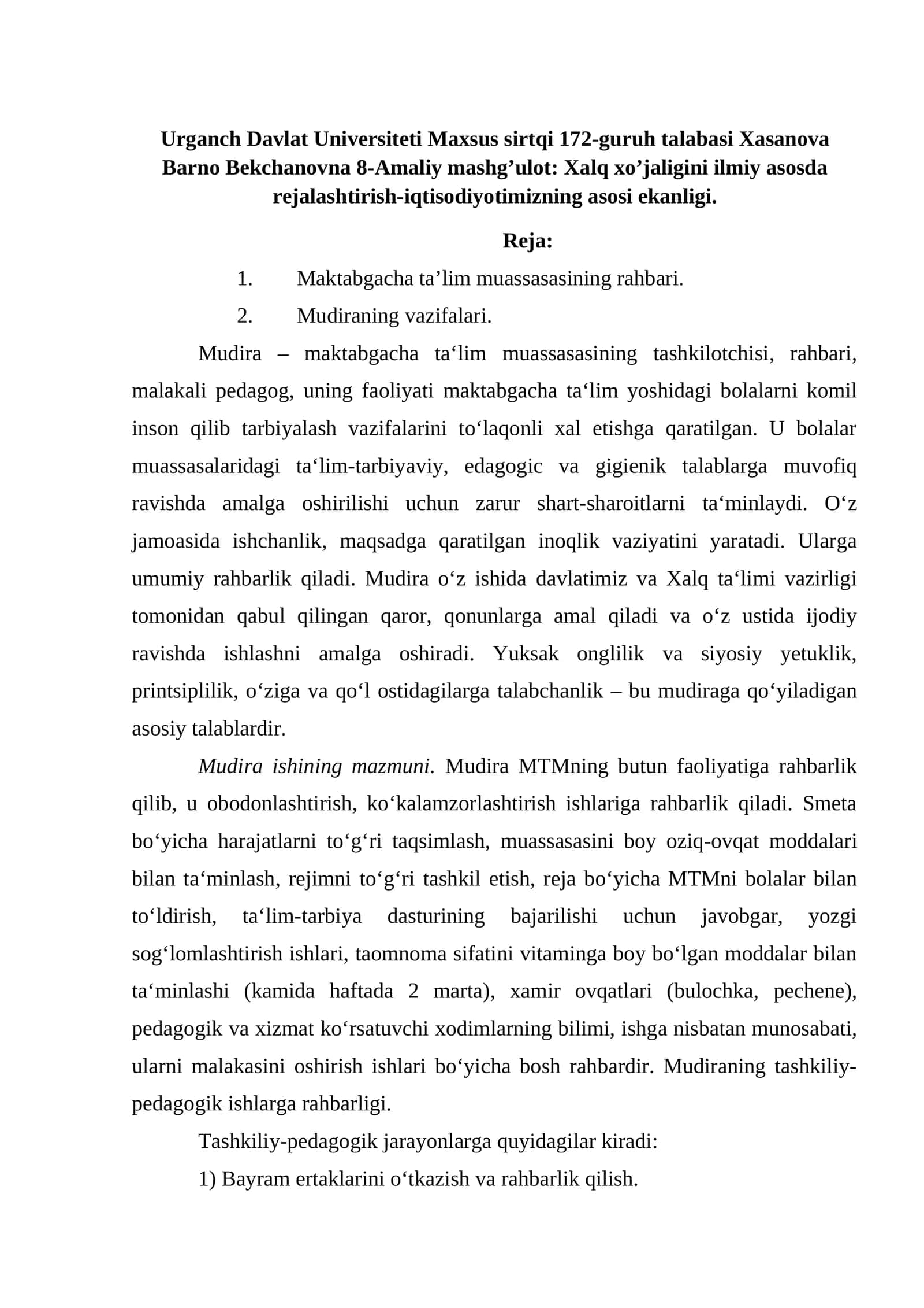 Xalq xo’jaligini ilmiy asosda rejalashtirish 1