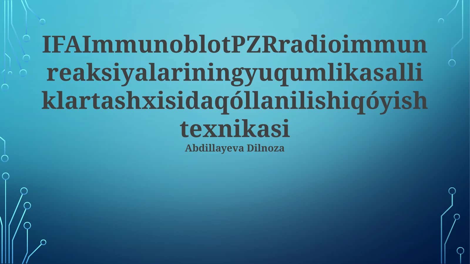 PCR texnikasi va infektsion kasalliklar diagnostikasida qo'llanilishi 1