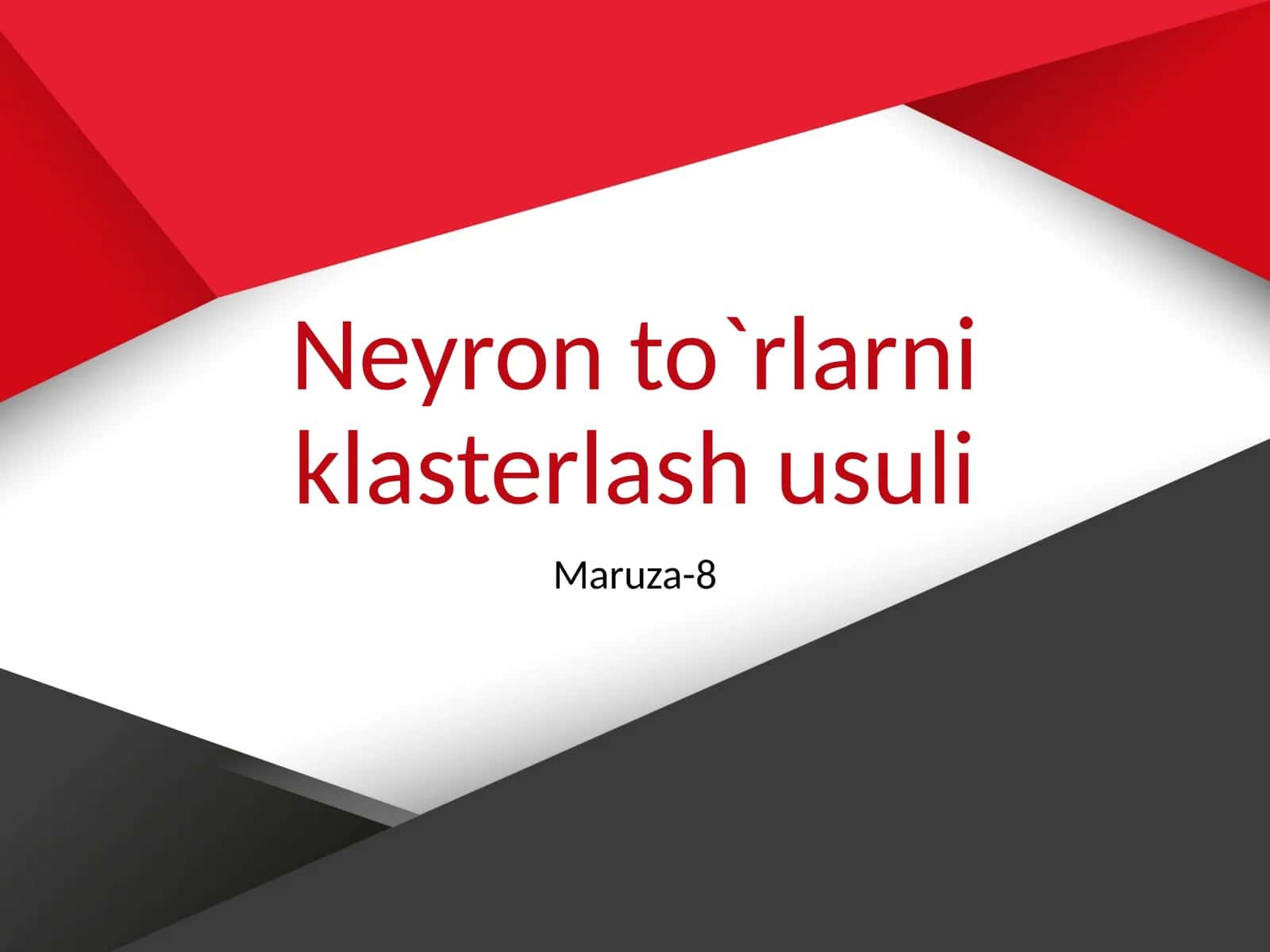 Neyron to`rlarni klasterlash usuli 1