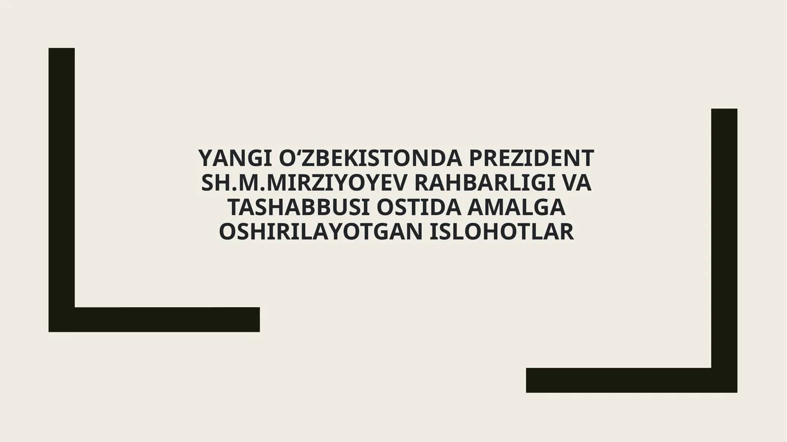 Yangi O'zbekistonda Sh. Mirziyoyev boshchiligidagi amalga oshirilayotgan islohotlar 1