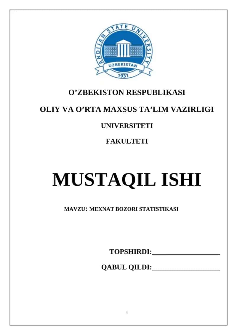 Mehnat bozori statistikasi 1