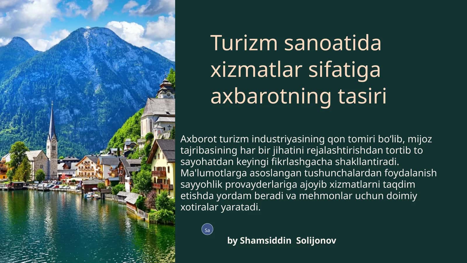 Turizm sanoatida xizmatlar sifatiga axbarotning tasiri 1