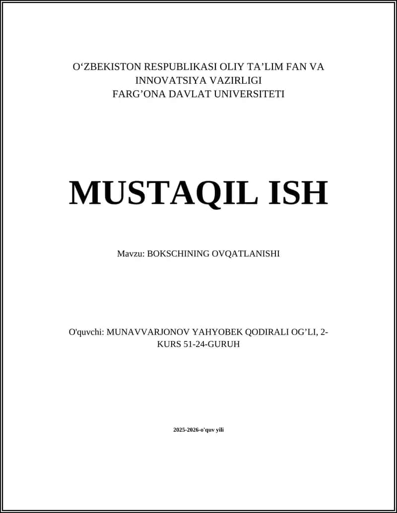 Bokschining Ovqatlanishi 1