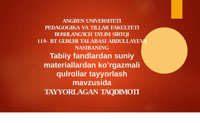 Tabiiy fanlardan sun'iy materiallaridan ko'rgazmali qulrollar tayyorlash 1
