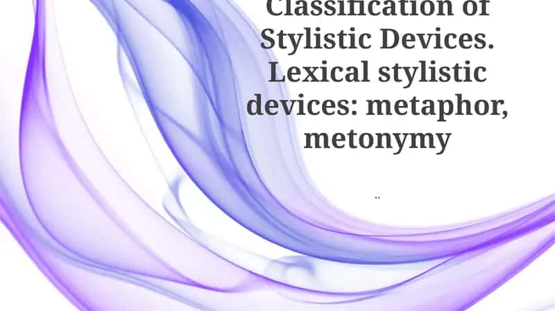 Classification of Stylistic Devices 1