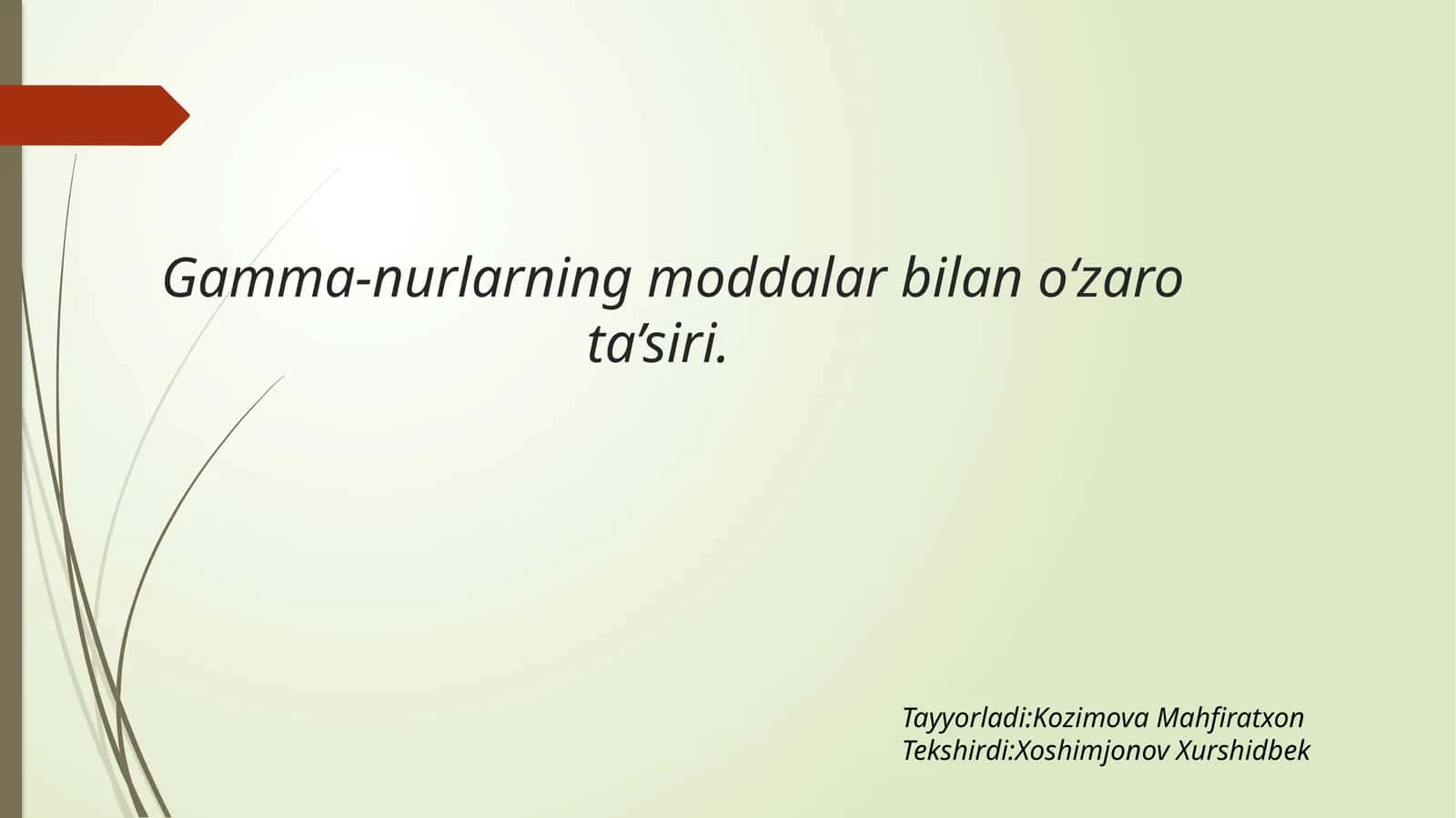 Gamma-nurlarning moddalar bilan o‘zaro ta’siri 1
