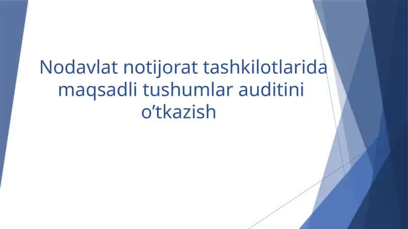 Nodavlat notijorat tashkilotlarida maqsadli tushumlar auditini o’tkazish 1