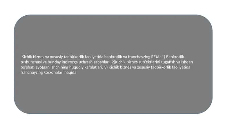 Bankrotlik va franchayzing 1