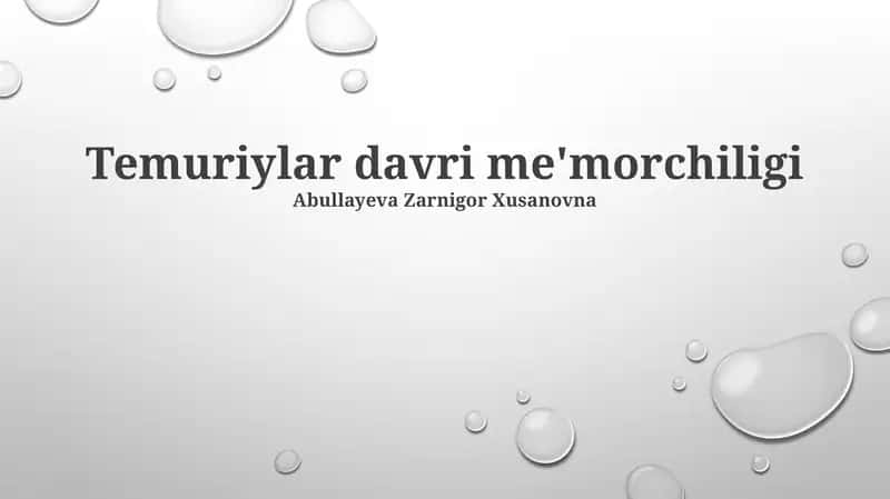 Temuriylar davri me'morchiligi 1