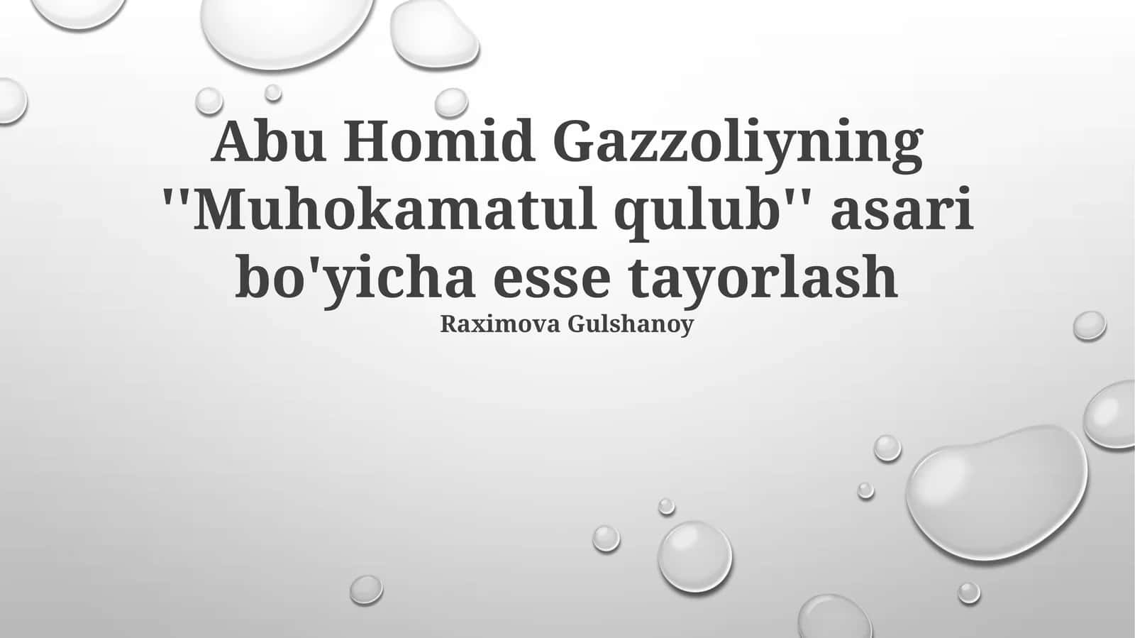 "Muhokamatul qulub" asari bo'yicha esse tayorlash 1