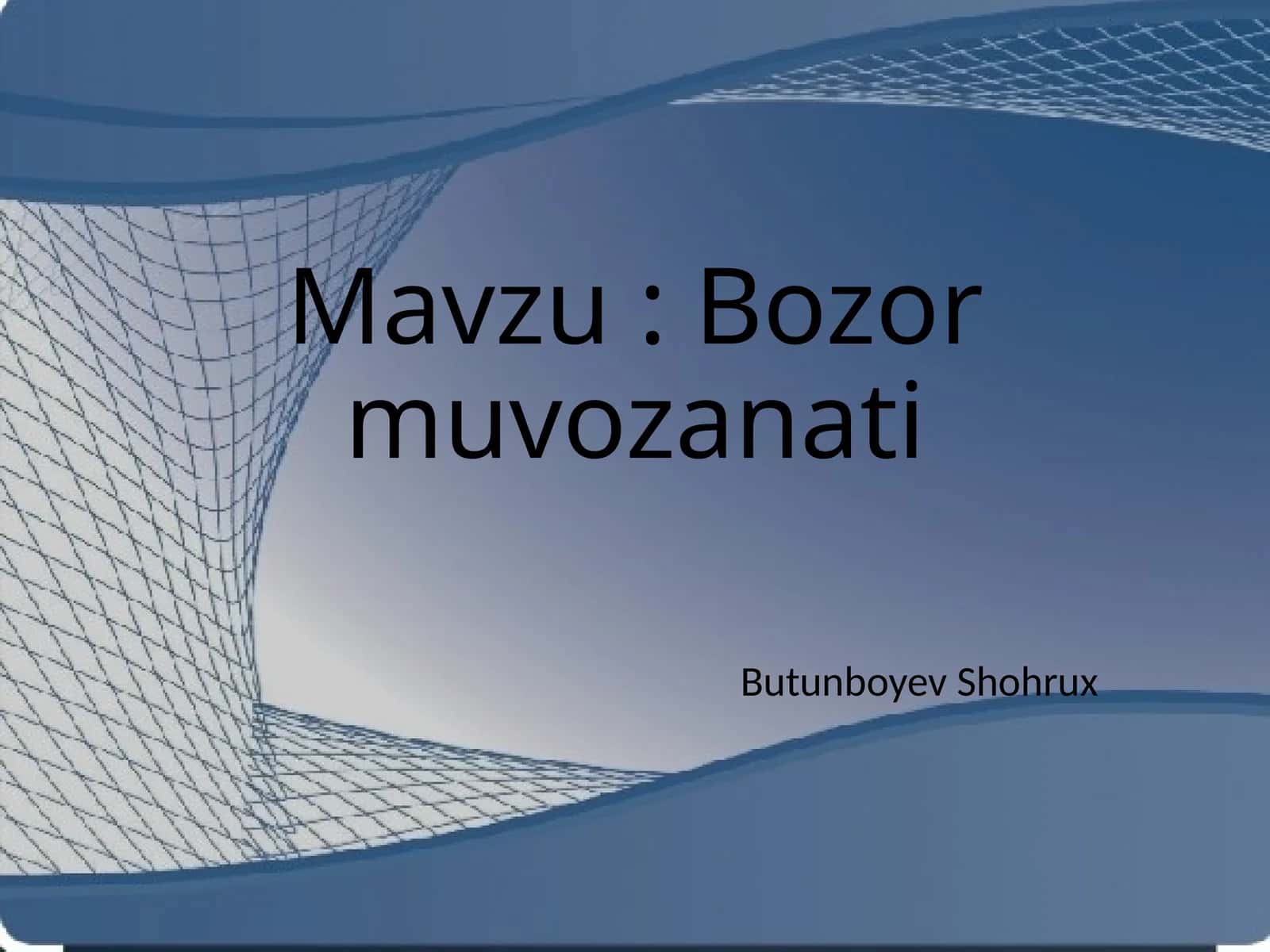 Bozor muvozanati 1