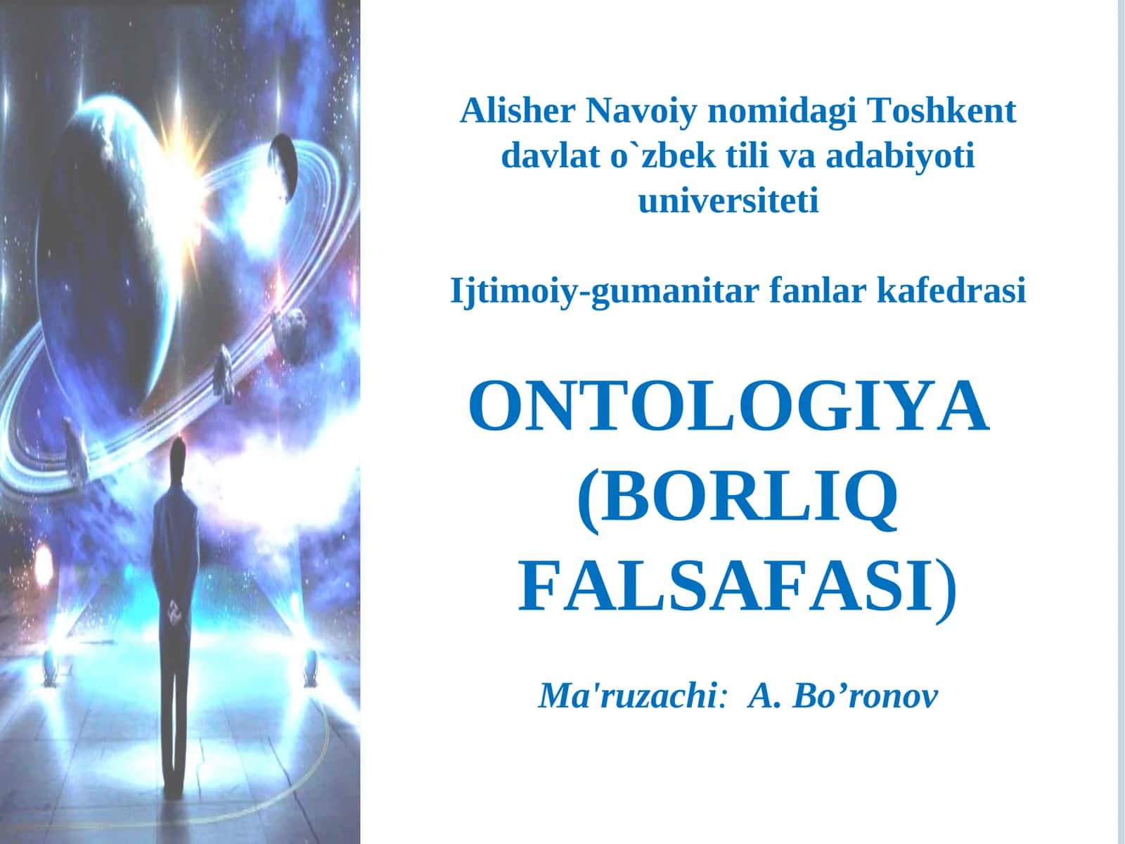 ONTOLOGIYA (Borliq Falsafasi) 1