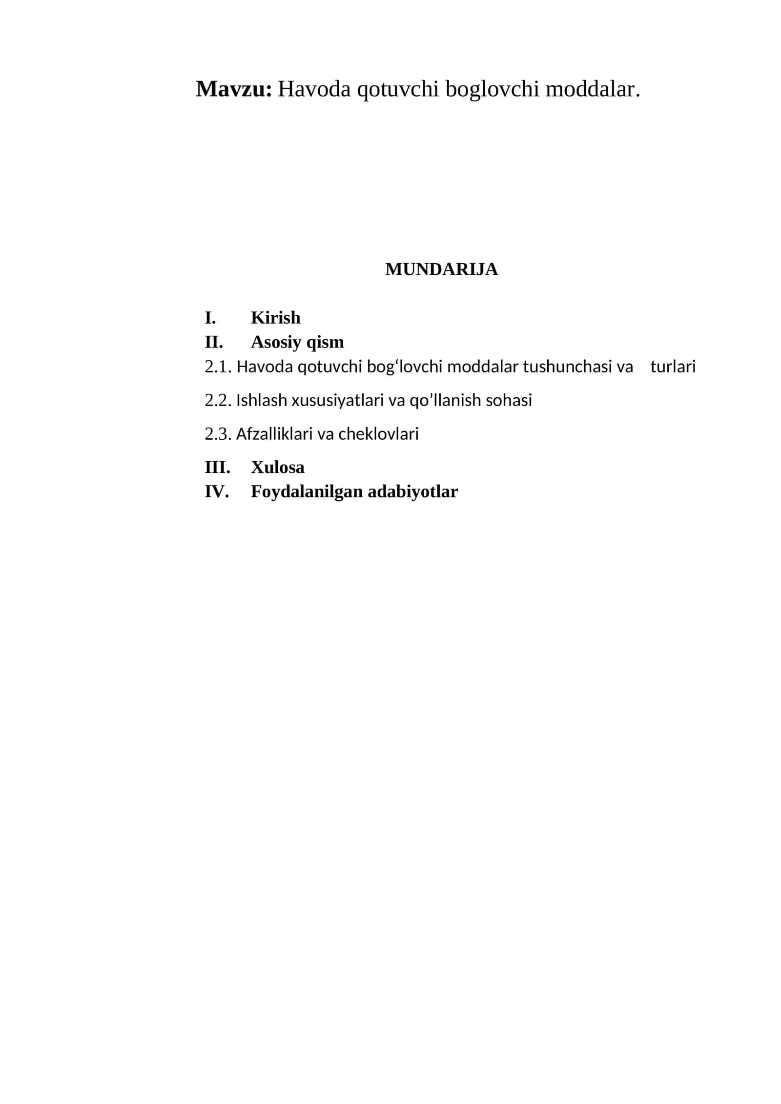 Havoda qotuvchi boglovchi moddalar 1