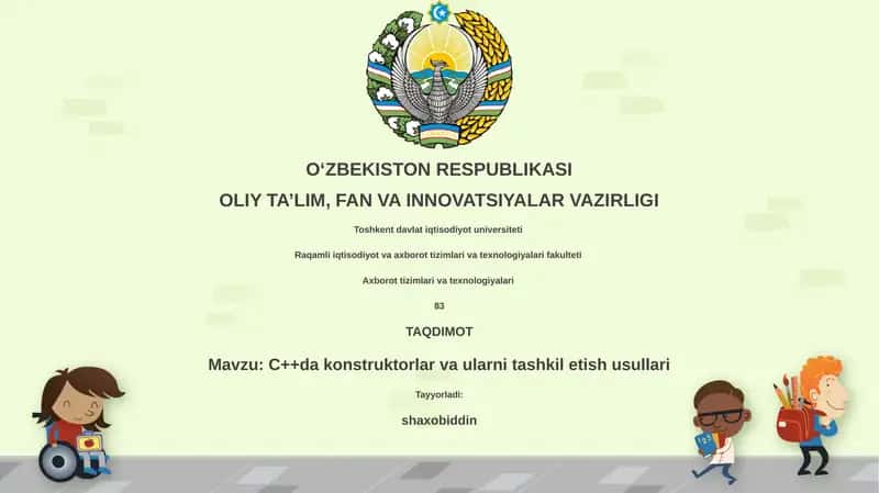 C++da konstruktorlar va ularni tashkil etish usullari 1