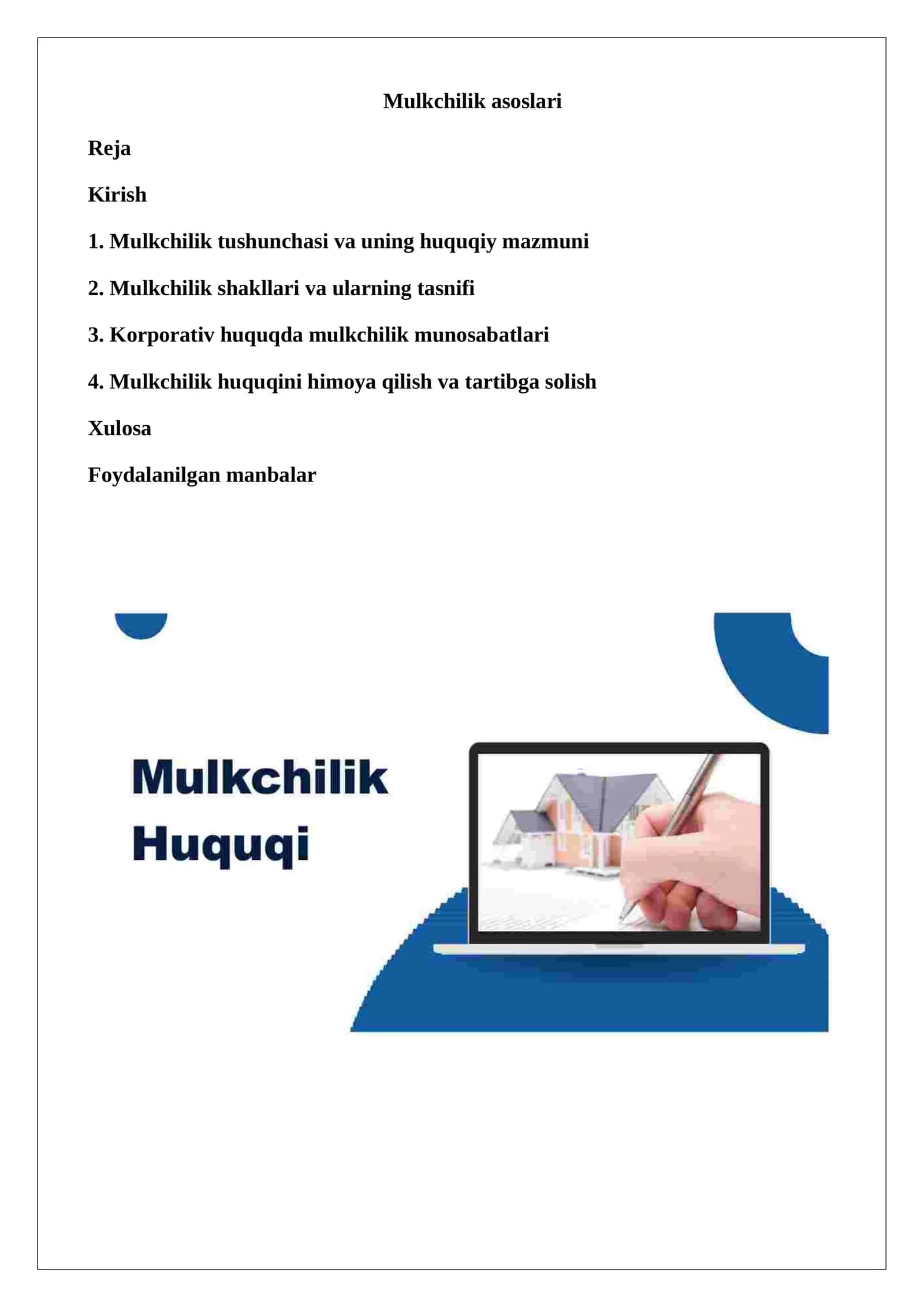 Mulkchilik asoslari 1
