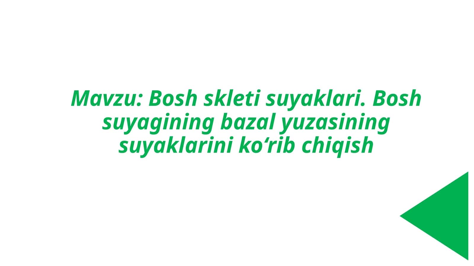 Boshskletisuyaklari. Boshsuyaginingbazalyuzasining suyaklarini ko‘rib chiqish 1