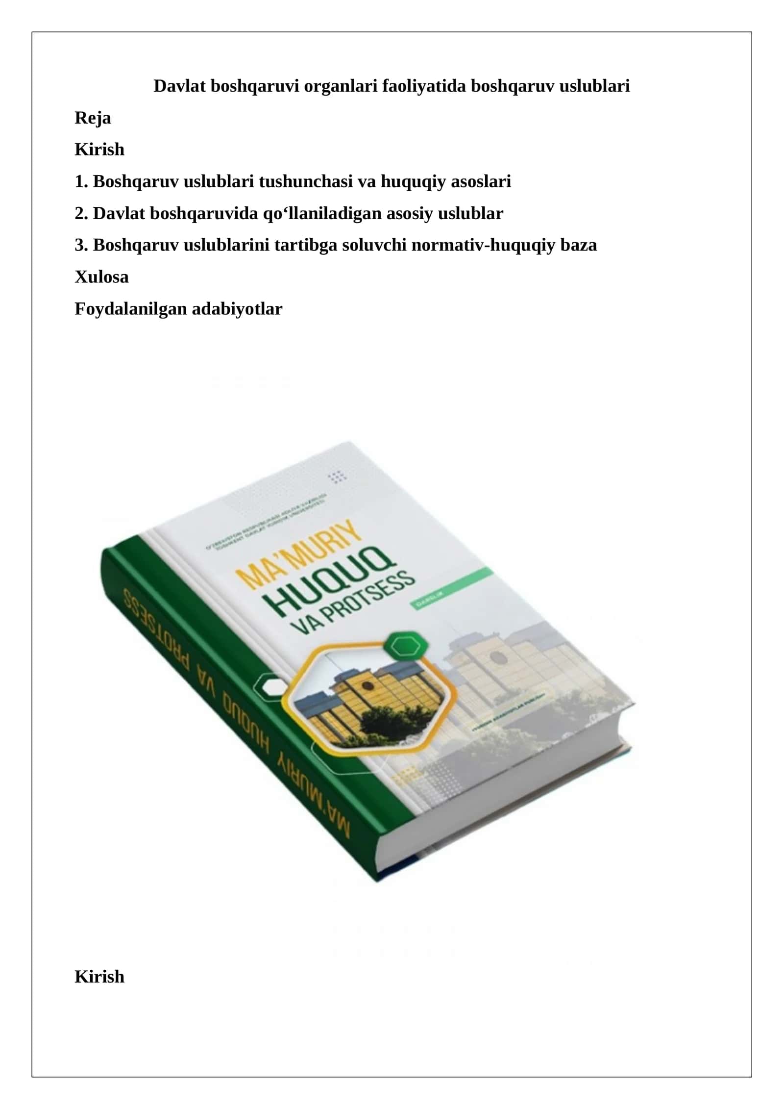Davlat boshqaruvi organlari faoliyatida boshqaruv uslublari 1