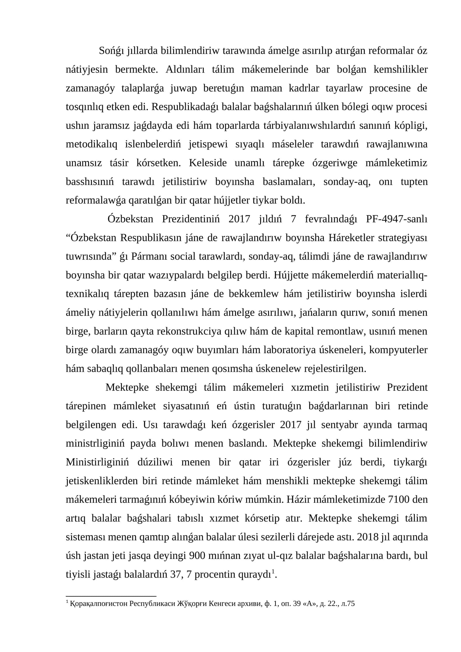Bilimlendiriw tarawında ámelge asırılıp atırǵan reformalar 1