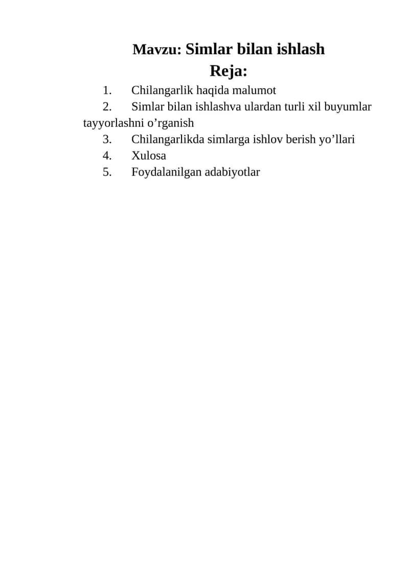 Chilangarlik va simlar 1