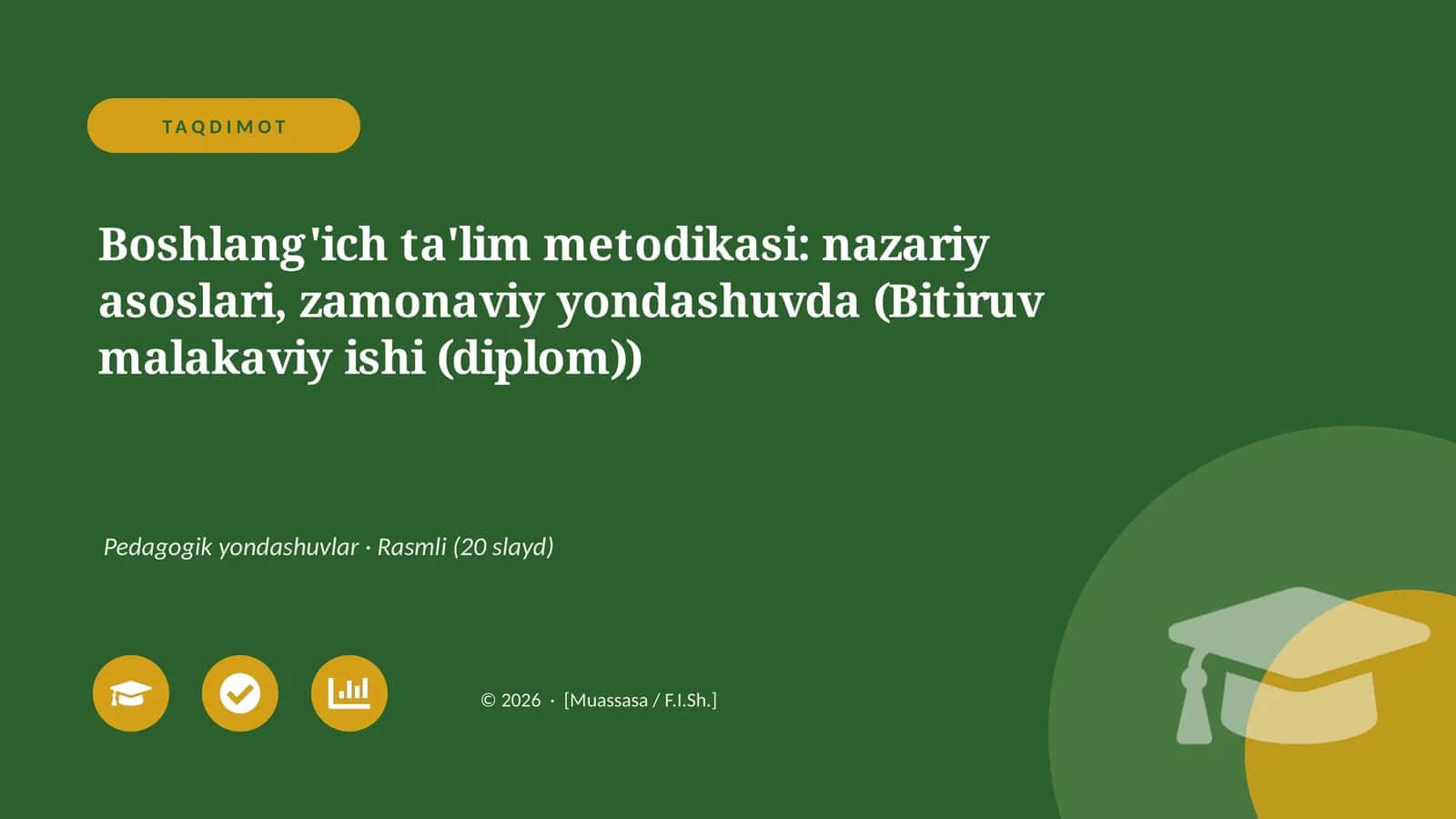 Boshlang'ich ta'lim metodikasi: nazariy asoslari, zamonaviy yondashuvda (Bitiruv malakaviy ishi (diplom)) 1