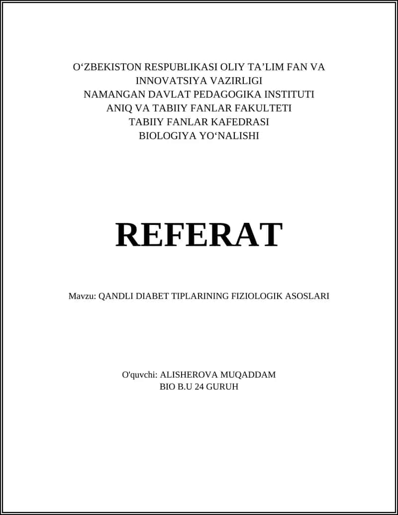 QANDLI DIABET TIPLARINING FIZIOLOGIK ASOSLARI 1