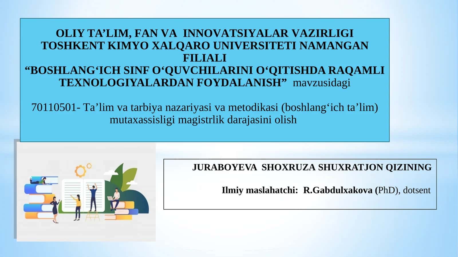 "BOSHLANG‘ICH SINF O‘QUVCHILARINI O‘QITISHDA RAQAMLI TEXNOLOGIYALARDAN FOYDALANISH" 1