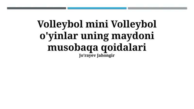 Mini voleybol: Tarix, Qoidalar va Maydon 1