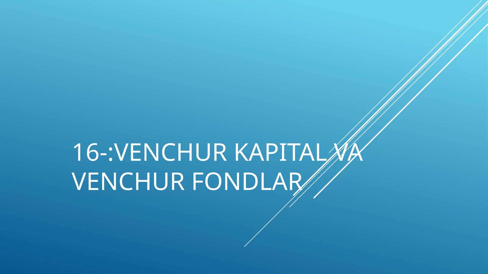 Venchur kapital va venchur fondlar 1